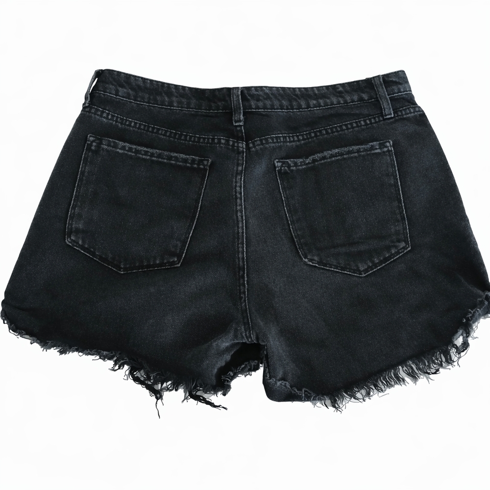 KanCan Women's BLACK Summer Distressed Denim JEAN cut-off SHORTS Size W 13 / 30 - Picture 2 of 7
